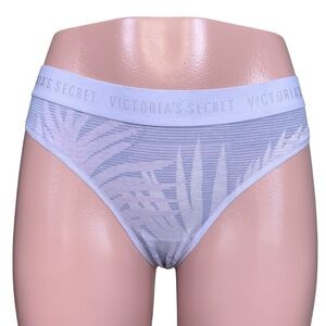 NWT Victoria's Secret‎ Lavender Palm Leaf Print Thong Panty Logo Band Large